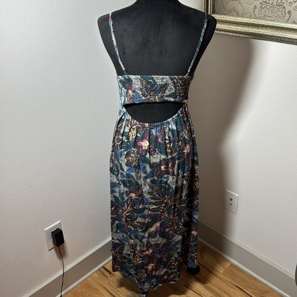 O’Neill Lexie blue geo floral print open back midi dress Sz S - Picture 3 of 8